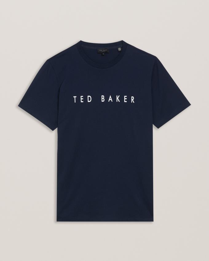 T-Shirt Ted Baker Short Sleeve Branded Bleu Marine Homme | MOT-02239753